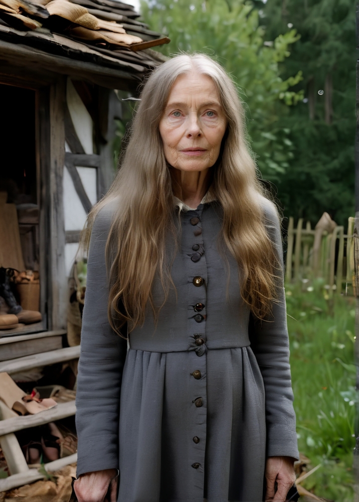 00023-2360487660-Photo of Philia Hema posing in front of a sinister cottage in the woods, prodding a large fire, piles of  shoes and handbags, (d.jpg